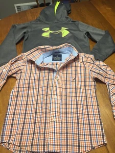 Nautica And Under Armour Boys Kids Size 7 Hoodie Dress Shirt - Picture 1 of 3