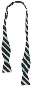 Original Penguin Mens Silk Black Classic Striped Bow Tie 140183 - Picture 1 of 2