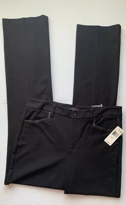 NYDJ Pantalón Ajustado Pantalones de Vestir Talla 10 Cuero Negro Borde de Bolsillo NUEVO CON ETIQUETAS Foto 1 de 4