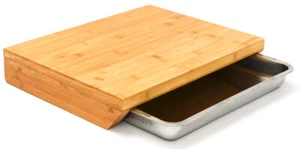 Schneidebrett 49x37x8 Massiv Holz XL Bambus Küchenbrett Schublade Auffangschale - Bild 1 von 9