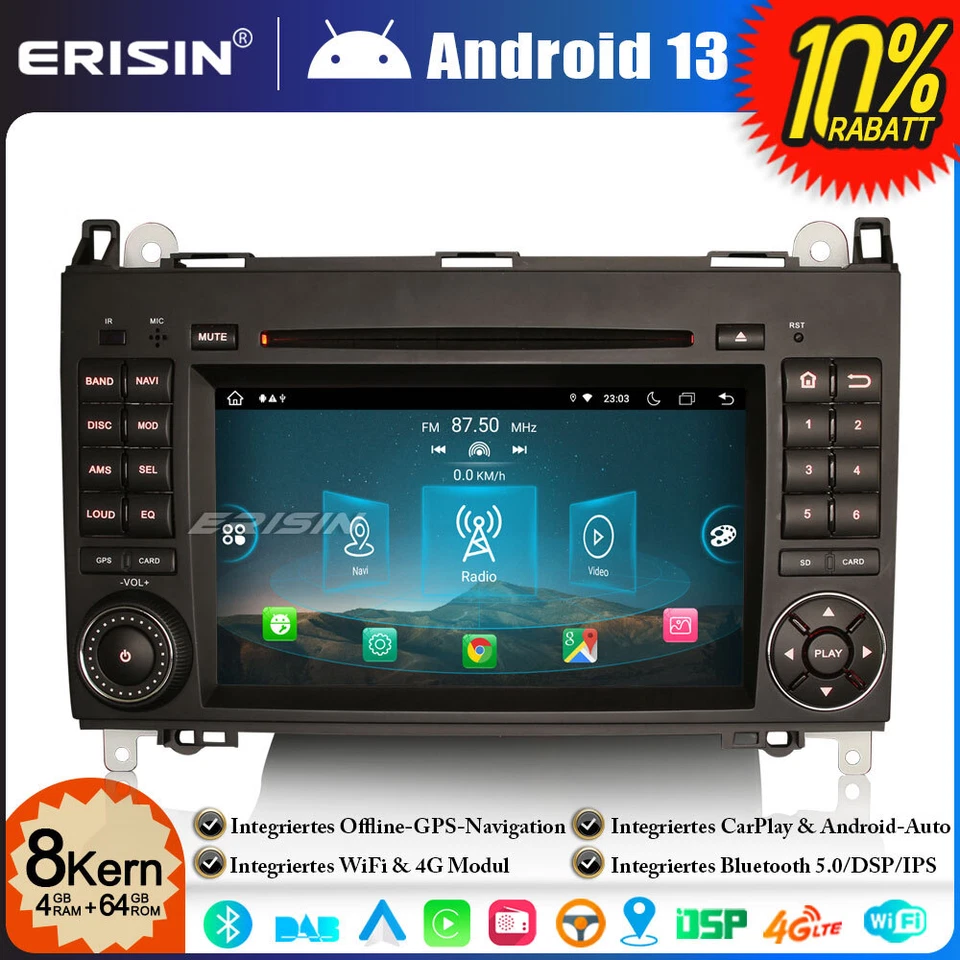 8-Kern Android 13 DAB+ DVD Autoradio Mercedes A/B Klasse Sprinter Viano Crafter - Bild 1 von 4