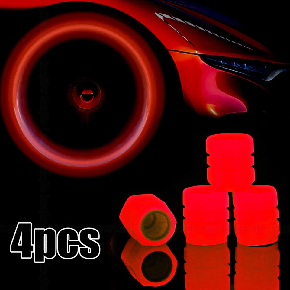 4 Piezas Tapas Fluorescentes Brillantes en la Oscuridad para Neumáticos de Coche Tapas de Válvula de Llanta Vástago Cubierta Accesorios Foto 1 de 4