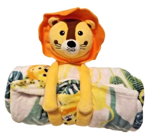 Warm & Cozy Blanket With Stuffed Plush Lion Animal Friend! 49"x 60" Brand New - Picture 1 of 18