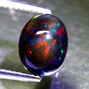 1.81 Ct 10x8 Mm Oval Cab 100% Natural AAA Floral Flash Play Of Color Black Opal