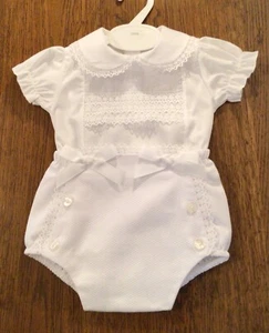 💗 BABY GIRLS SPANISH STYLE JAM SET ALL WHITE  3/6 MONTHS BNWT - Picture 1 of 1