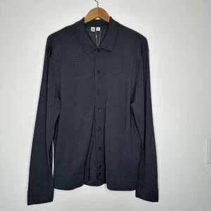 NUEVO CON ETIQUETAS Uniqlo Cárdigan Suéter Para Hombres Talla XL Gris 100% Lana Merino Cuello Preppy - Imagen 1 de 12