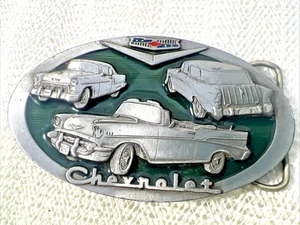 Vintage Retro 1988 Chevrolet Belt Buckle 57 Chevy Classic Car Collectible C+J - Picture 1 of 12