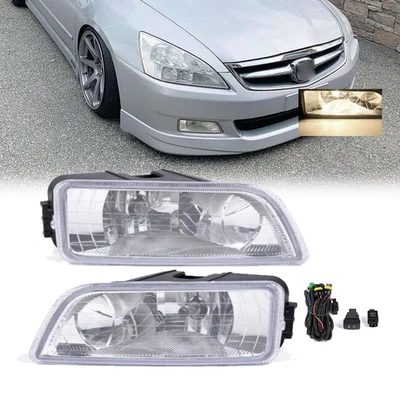Pair For Honda Accord 2003-2007 4DR Front Bumper Driving Fog Light Lamp w/Wiring - Image 1 of 4