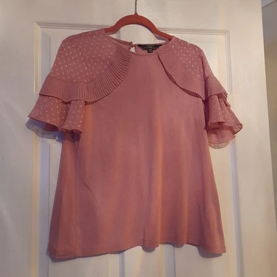 Women's Lipsy Short Sleeve T Shirt Size 12 Dusky Pink Great Condition - Image 1 of 3