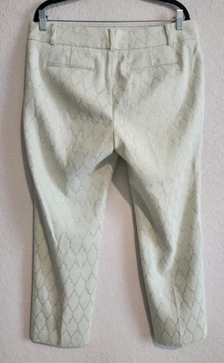 Ann Taylor Women’s Dress Pants Size 12 Mint Green Silver Metallic Brocade... - Image 1 of 4