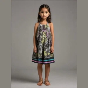 Cleo & Dot Girls Dress Size 5 Big Flowers Ruffle Pockets Boutique Brown Blue - Picture 1 of 6