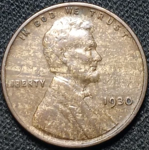 1930 LINCOLN WHEAT CENT UNIQUE EYE APPEAL IMPROPER ALLOY MIX WOODY - Picture 1 of 4