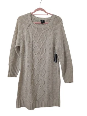 NUEVO CON ETIQUETAS DEREK HEART BEIGE CABLE TEJIDO SUÉTER VESTIDO MUJER TALLA XL Foto 1 de 3