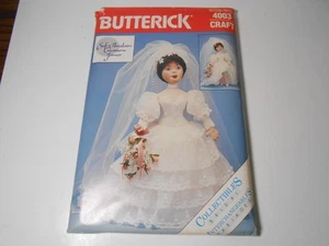 VTG 1986 Butterick Craft Sewing Pattern 4003 22" Soft Cloth Bride Doll Uncut - Picture 1 of 2