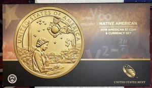 2019 1 $ Native American Enhanced Finish Dollar Coin and Currency Set US Mint OGP - Bild 1 von 15