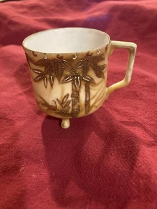 Shofu Hand Painted Footed Demitasse Cup with Bamboo Leaves, Gold Trim, China - Picture 1 of 7