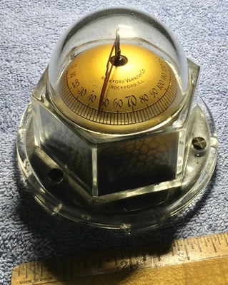 1923 antique ROCKFORD (Illinois) VARNISH CO. vintage glass sign MOVA THERMOMETER - Image 1 of 4