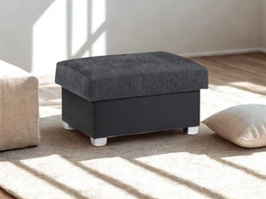 NEW Shannon Footstool - Dark Grey Fabric Ottoman with  Chrome Feet | CLEARANCE - Picture 1 of 2