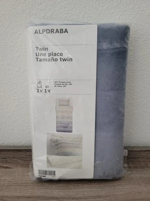 Ikea ALPDRABA Twin Duvet cover and pillowcases blue, stripe - NEW 204.606.37 - Image 1 of 2