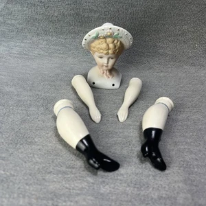 Vintage A & A Shoulder Head Bisque Doll 3" - Picture 1 of 13