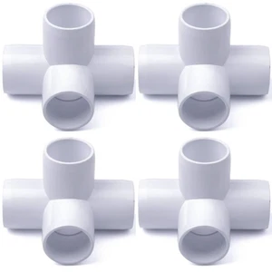 4er-Pack 1/2 Zoll 4-Wege SCH40 PVC Ellenbogenbeschläge ASTM Möbelqualität Rohr Connecto - Bild 1 von 6