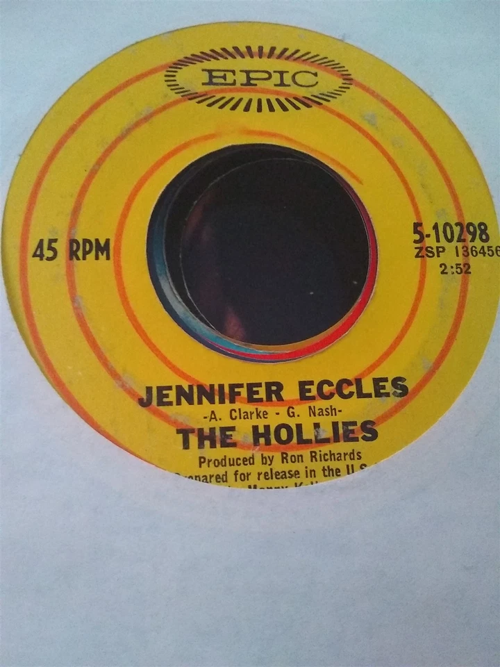 The Hollies, Jennifer Eccles ~ 1968 Epic 45 - Image 1 of 1