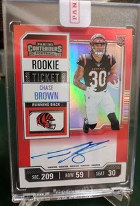 2023Panini Playoff Contenders Chase Brown Cincinnati Bengals SP Rookie FOTL Auto - Picture 1 of 5