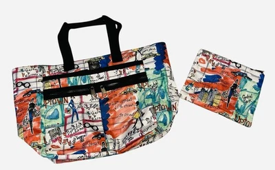 BRIGHTON ‘Live Love Travel’ City Chic Nylon Large Tote + Keys + Zip Pouch - Image 1 of 4