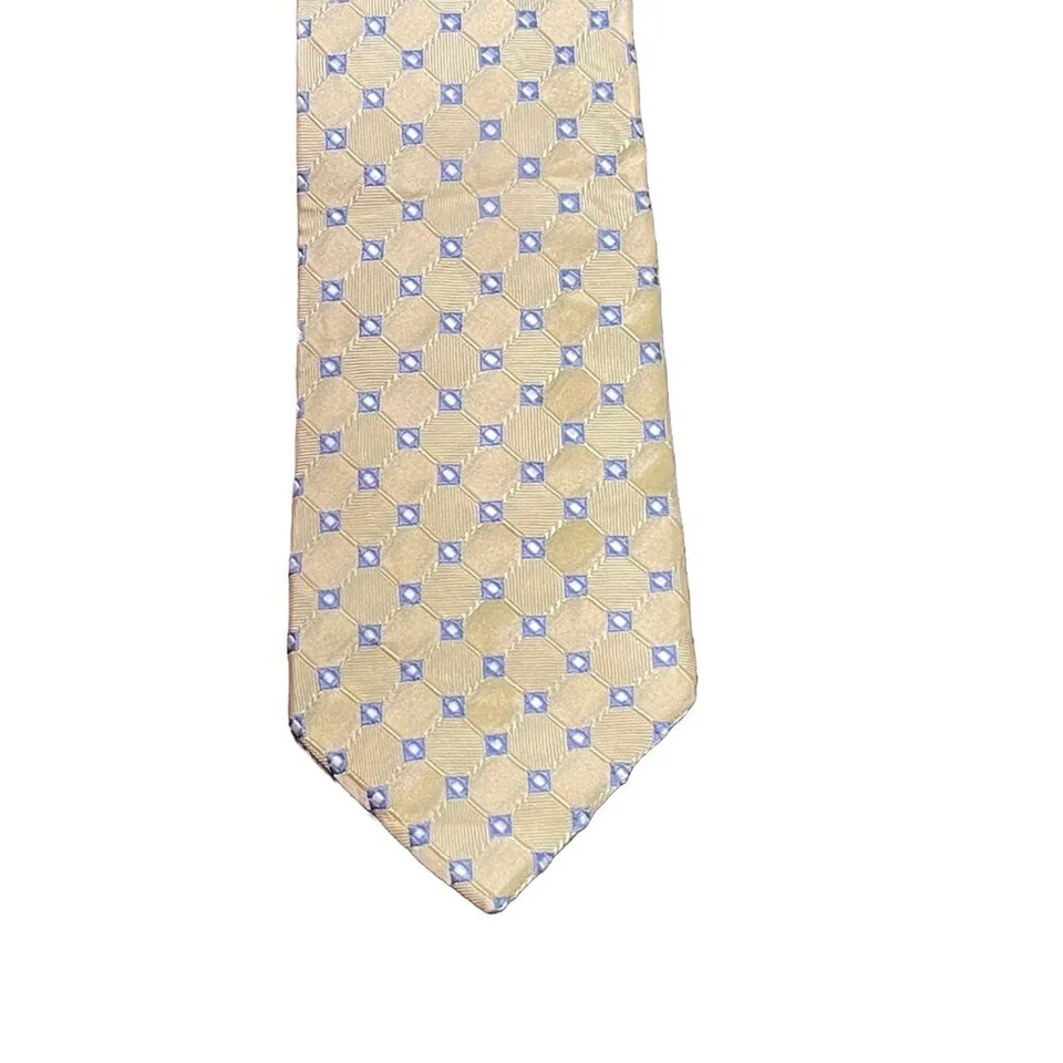 Jos. A. Bank Executive Collection Yellow Blue Geometric Print Silk Tie 58" Long - Image 1 of 4