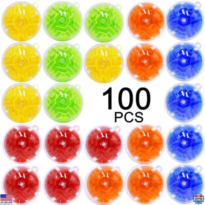 100PCS Mini 3D Maze Puzzle Balls Fidget Toys, Brain Teaser Games for Kids 4-12 - Image 1 of 4