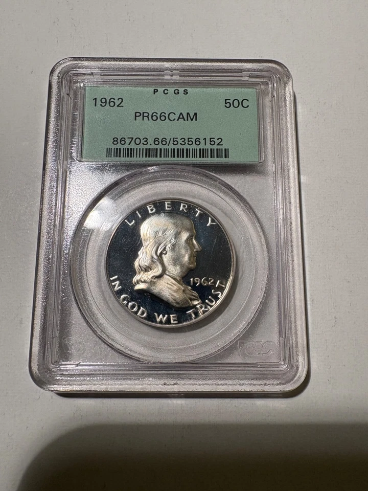 1962 Proof Franklin Half Dollar PCGS PR66CAM Old PCGS Holder Mintage 3,218,019. - Image 1 of 2
