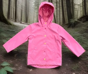 Old Navy Girls Rain Coat Snap Front Jacket Water Resistant Pink Buttons M(8) NWT - Picture 1 of 10