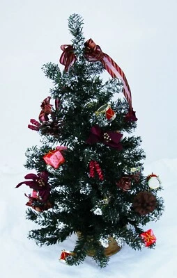 Mini Small Red 60cm Xmas Tree Decorated Table Room House Party Office Decoration - Image 1 of 4