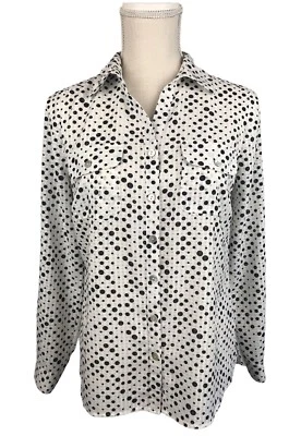 Blusa CORAL BAY Mujer Blanca Manga Larga Con Botones Negra Lunares Talla PS Foto 1 de 4