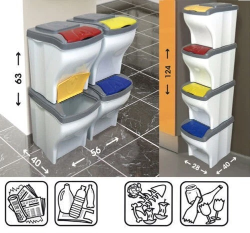 Pattumiera Componibile per Raccolta Differenziata Poker BAMA Secchio Spazzatura - Immagine 1 di 1