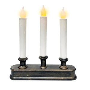 3 Pack 9 Inch Bronze Base LED Window Candles Dusk-to-Dawn Sensor Flameless - Picture 1 of 8