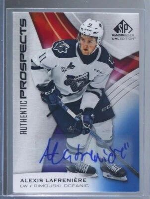 2019-20 CHL SP GAME USED SPGU RC AUTHENTIC BLUE AUTO ALEXIS LAFRENIERE RANGERS - Image 1 of 2