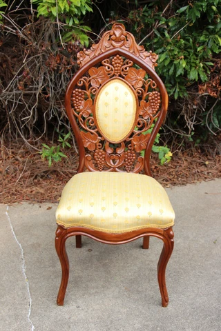 Exceptional Walnut Victorian Rococo Chair Fantastic Grape Carved Back ~ Ca.1860 Cover