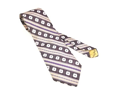 1970s Oleg Cassini Tie Men's Vintage Wide Disco Purple Woven Polyester Necktie - Image 1 of 4