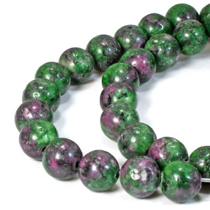 8mm Ruby Zoisite Round Gemstone Beads for DIY Jewelry Making, Green & Pink Stone - Picture 1 of 3