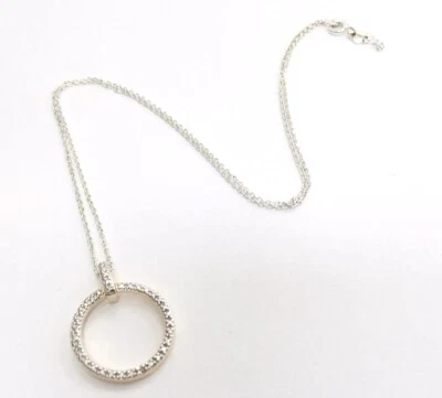 "Dije colgante círculo abierto Estate oro vermeil sobre plata esterlina con cadena 18""" Foto 1 de 4