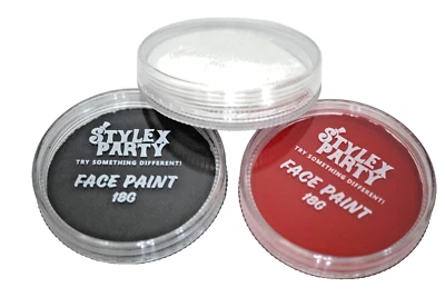 STYLEX PARTY 3 Face Paint Set White Red Black Face Paint 54G Halloween Safe Costume Paint