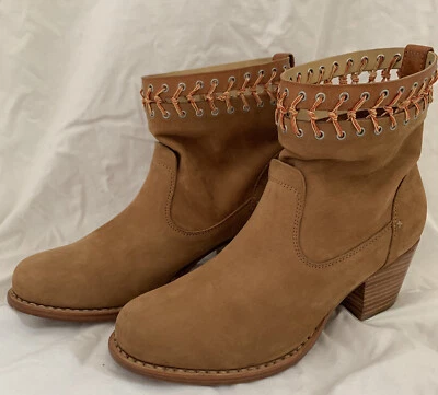 Rag & Bone Mercer Boho Para Mujer Talla 8.5 Gamuza Camel Botines Zapatos Tacón Bloque Foto 1 de 4