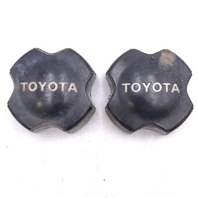 Toyota Tercel Corolla Wheel Center Caps Vintage Black OEM Genuine - Set of 2 - Image 1 of 4
