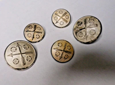 5 Vintage Crossed Arrows- Sporrang Buttons from Sweden - Image 1 of 4