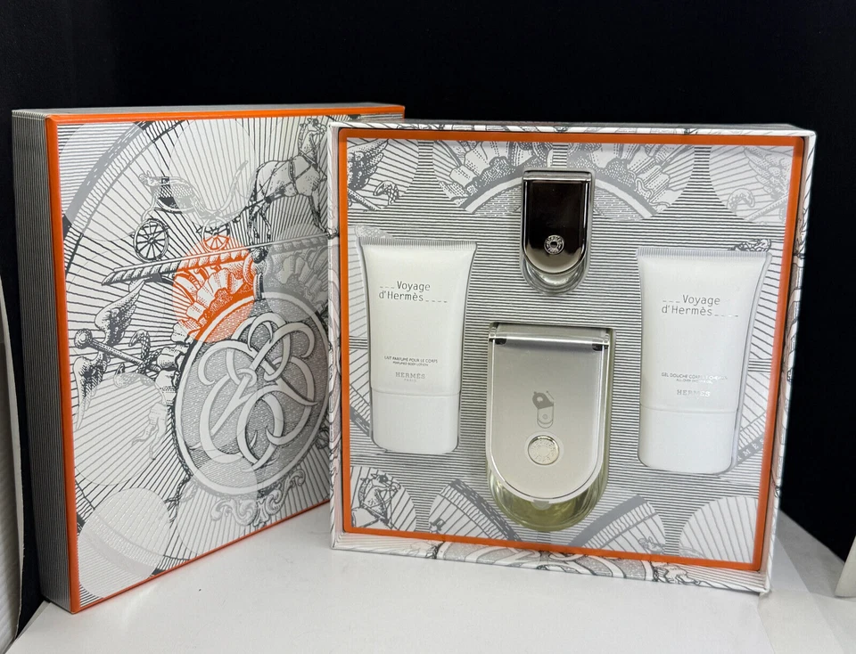 NUEVO Juego de regalo Voyage D'Hermes por Hermes 3,3 oz / 100 ml EDT 4 piezas nuevo en caja Foto 1 de 4