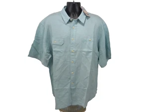 Breakwater Mens Shirt XL Green Seafoam Linen Blend Button Up Short Sleeve Lounge - Picture 1 of 9