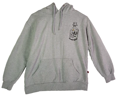 Bad Boy Fleece Hoodie Boys 12 Grey "Skull In A Bottle" Back Print Cotton Pocket - Image 1 of 4