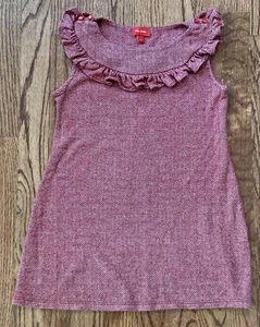 Ella Moss Girls Size 10 Red Herringbone Sleeveless Top Ruffled Collar Holiday - Picture 1 of 4