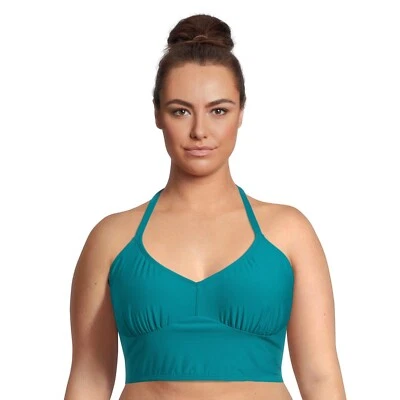 Top halter recortado Social Angel para mujer S azul cuello en V tazas extraíbles correas halter Foto 1 de 3